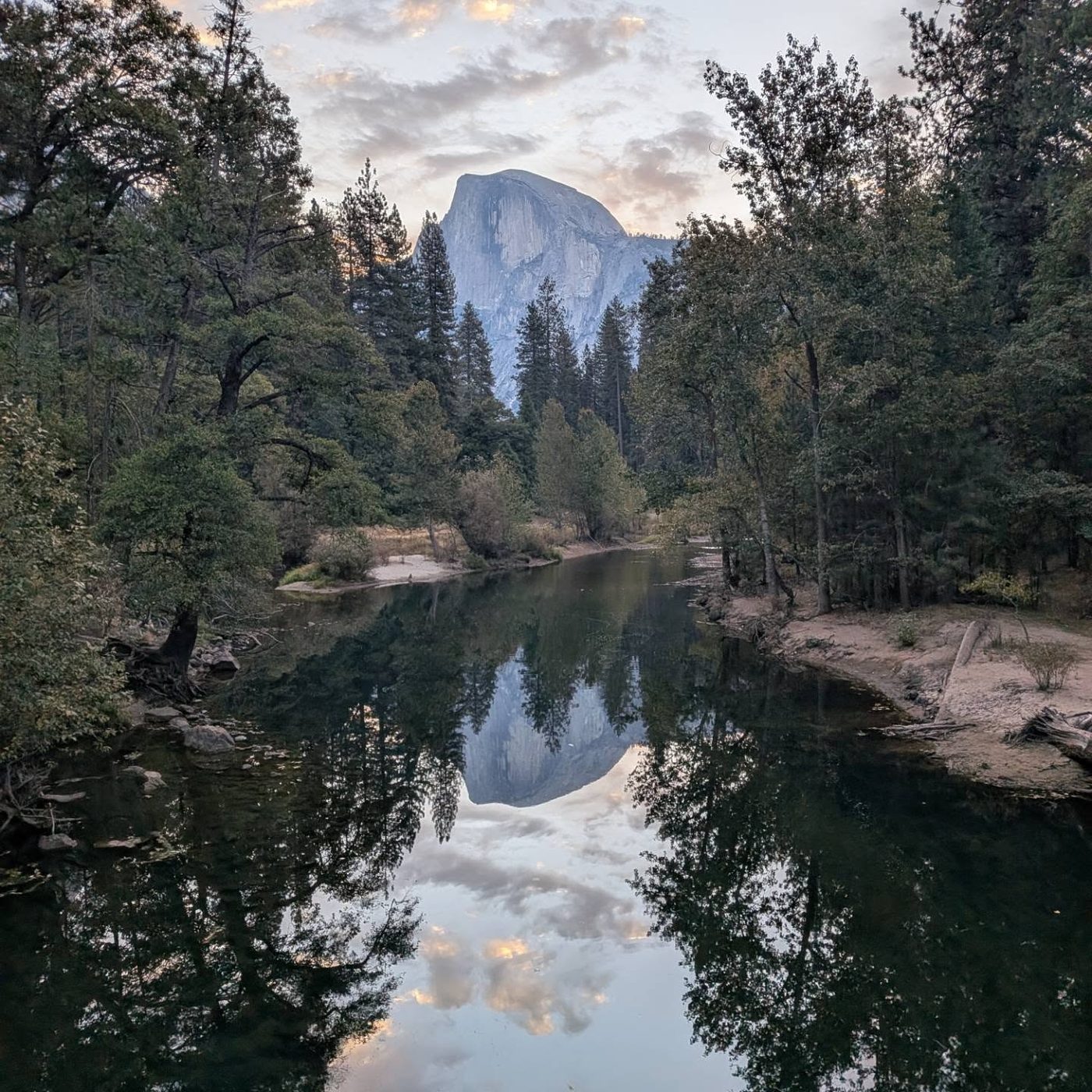 Half Dome reflected in the river