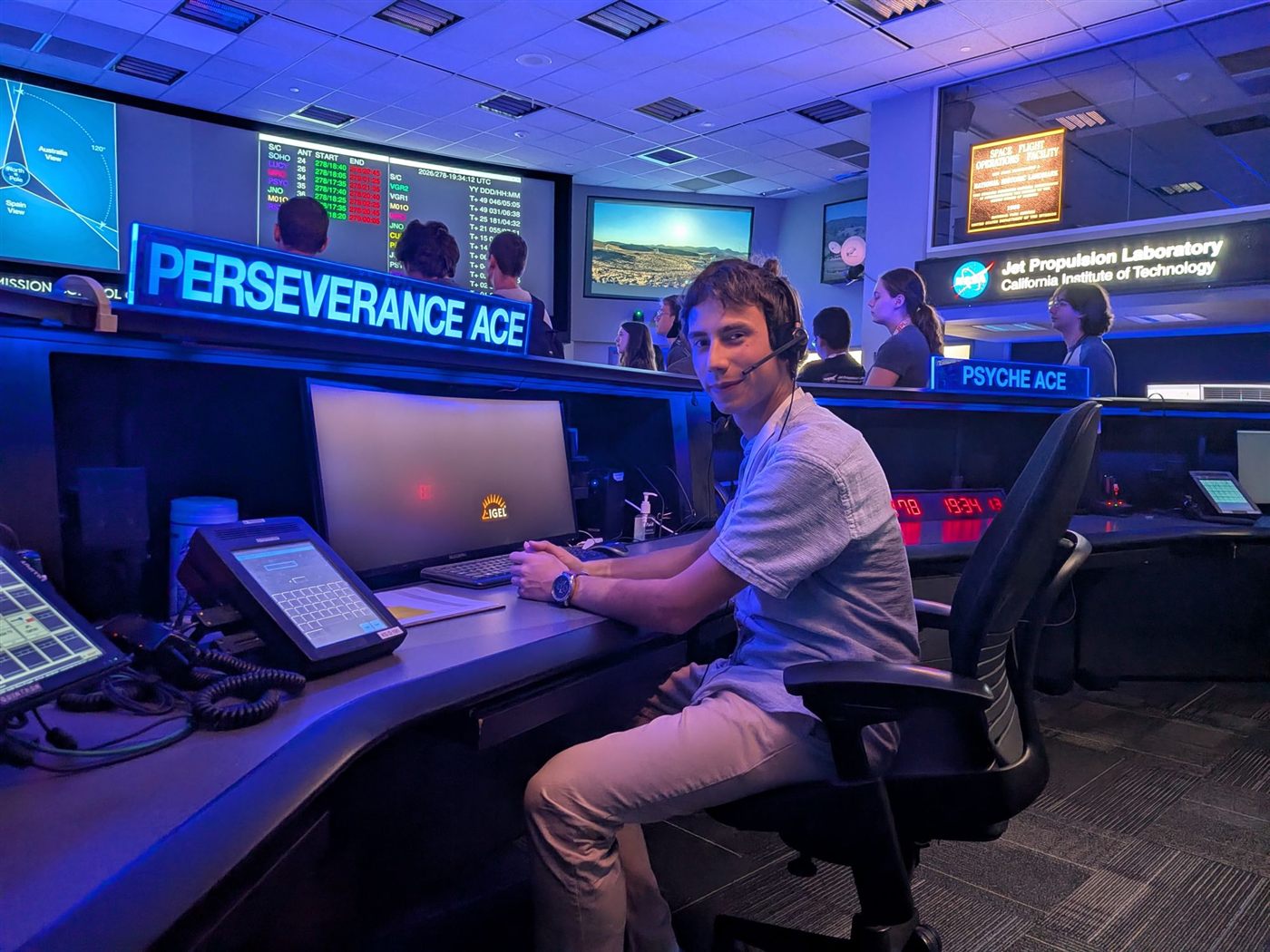 Perseverance’s console in JPL mission control