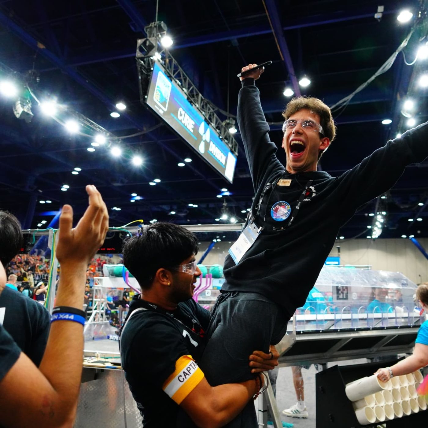 Teammates lifting me up at the world championship